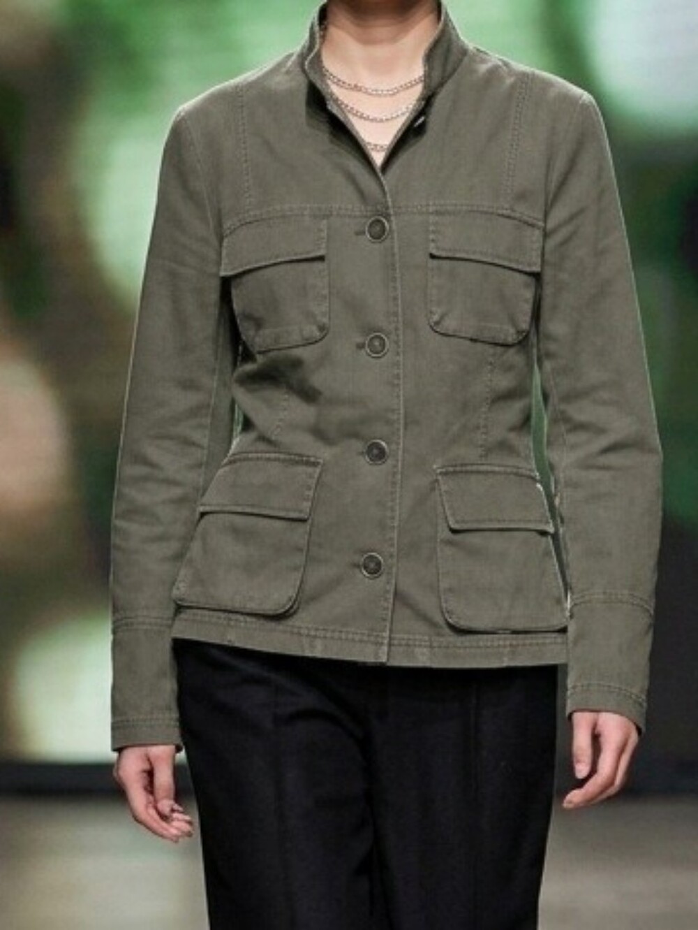 Y2k Women’s Utility Button-Front Jacket - Olive Green Military Napoleon